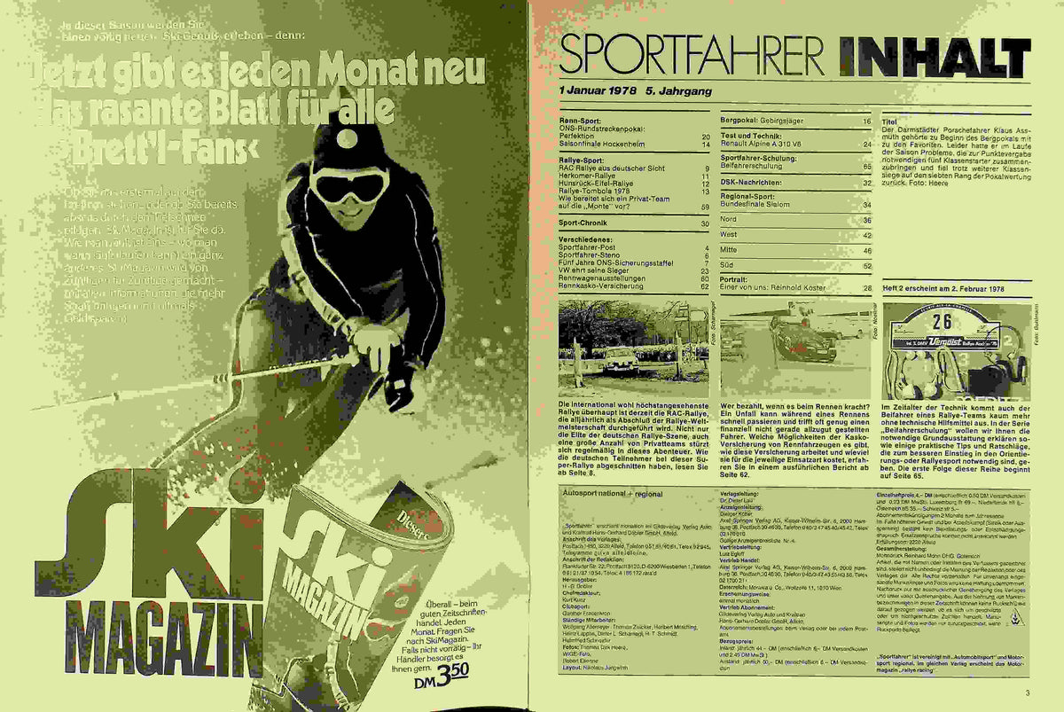 Inhaltsverzeichnis Sport Fahrer 01/1978
