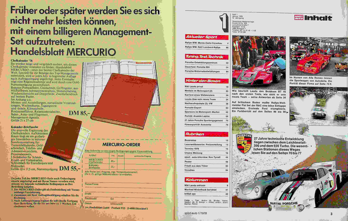Inhaltsverzeichnis Sport Auto 01/1978
