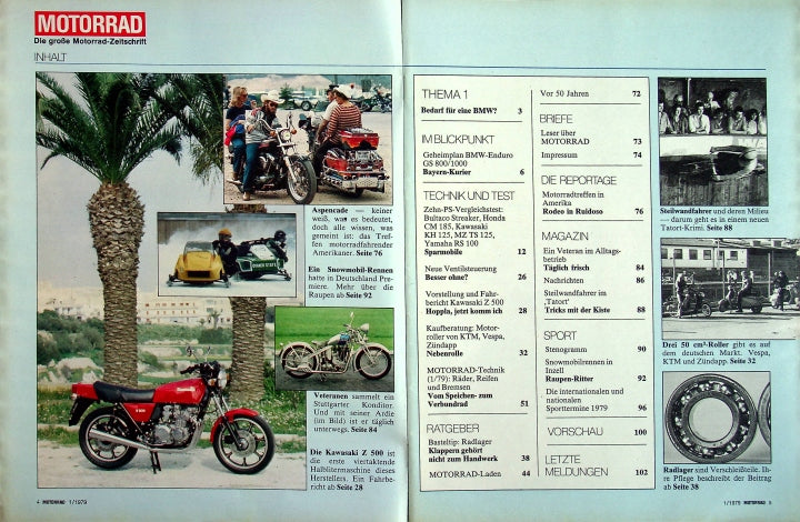 Inhaltsverzeichnis Motorrad 01/1979
