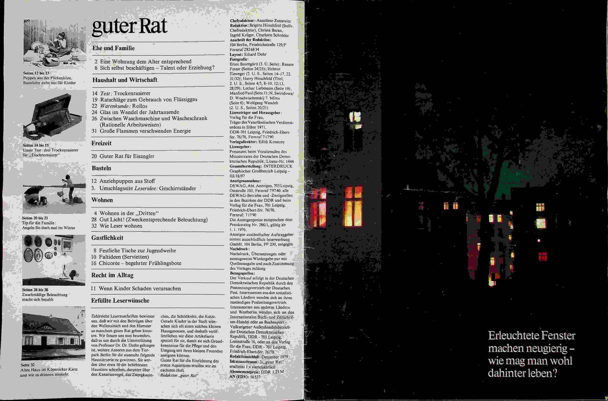 Inhaltsverzeichnis Guter Rat 01/1980