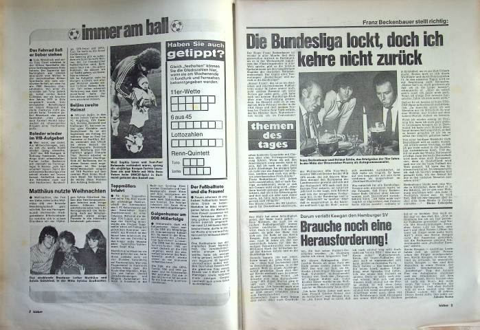 Inhaltsverzeichnis Kicker 01/1980