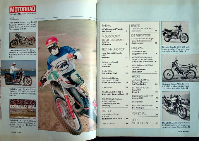 Inhaltsverzeichnis Motorrad 01/1980