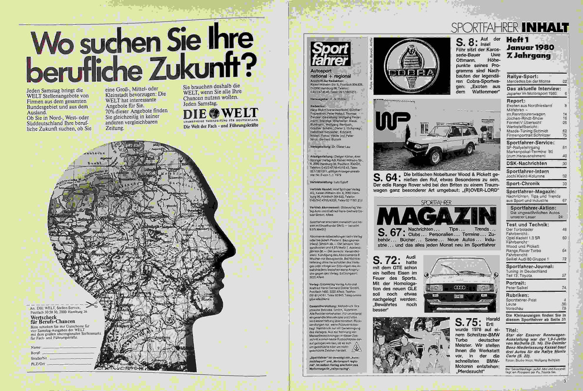 Inhaltsverzeichnis Sport Fahrer 01/1980