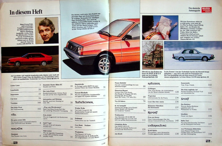 Inhaltsverzeichnis Auto Motor und Sport 01/1981