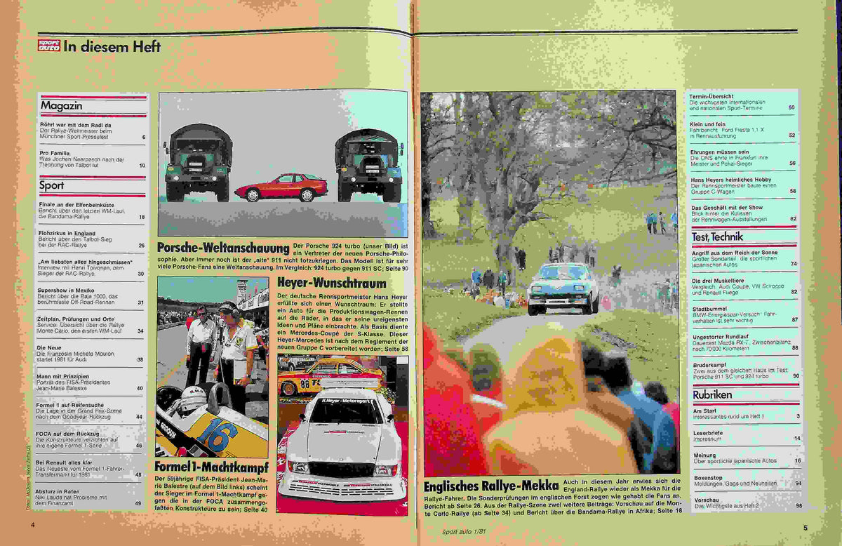 Inhaltsverzeichnis Sport Auto 01/1981