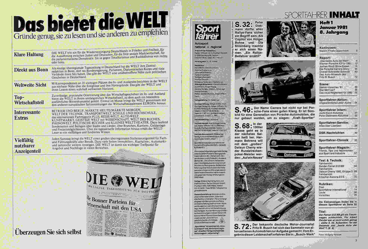 Inhaltsverzeichnis Sport Fahrer 01/1981