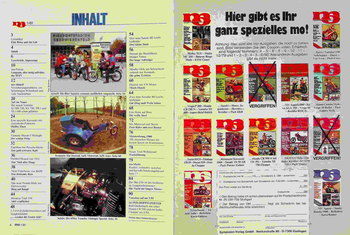 Inhaltsverzeichnis MO Magazin 01/1981