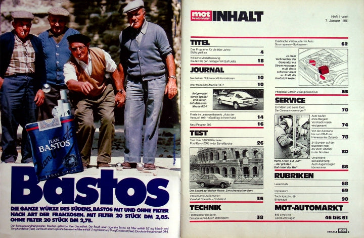 Inhaltsverzeichnis MOT 01/1981