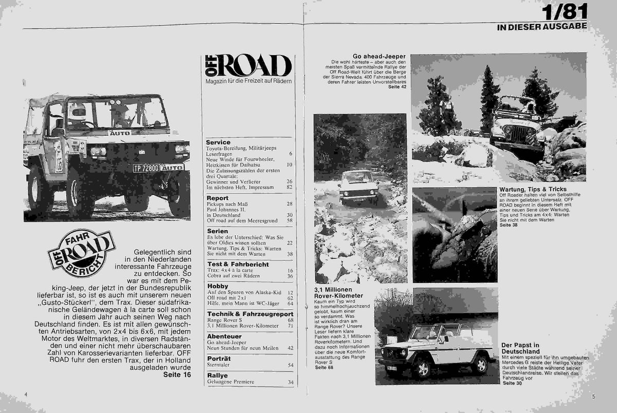 Inhaltsverzeichnis Offroad 01/1981