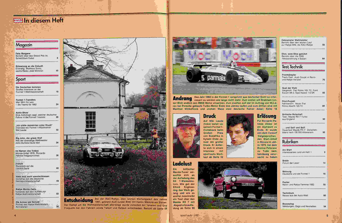 Inhaltsverzeichnis Sport Auto 01/1982