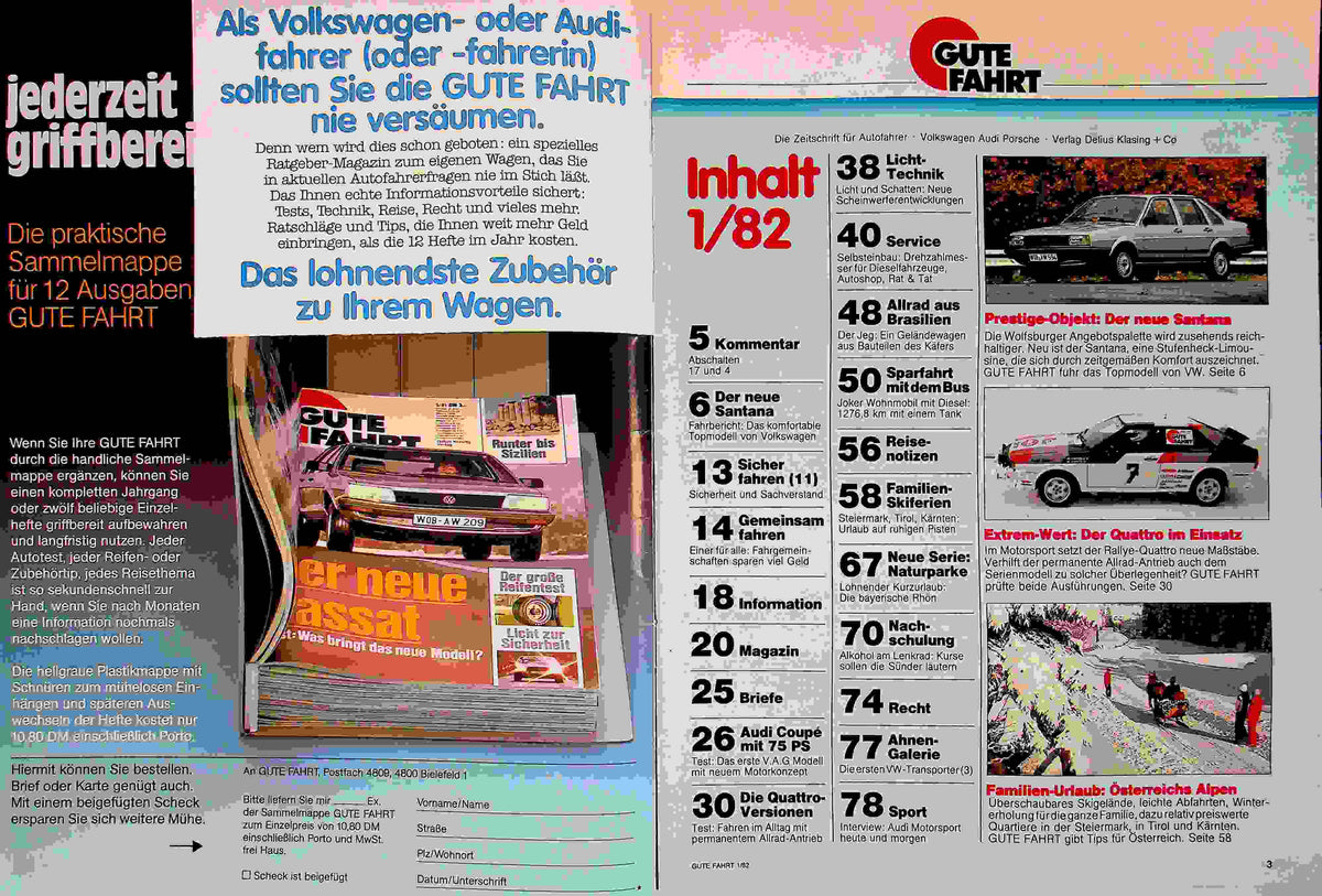 Inhaltsverzeichnis Gute Fahrt 01/1982