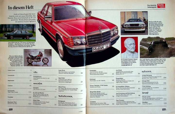 Inhaltsverzeichnis Auto Motor und Sport 01/1982