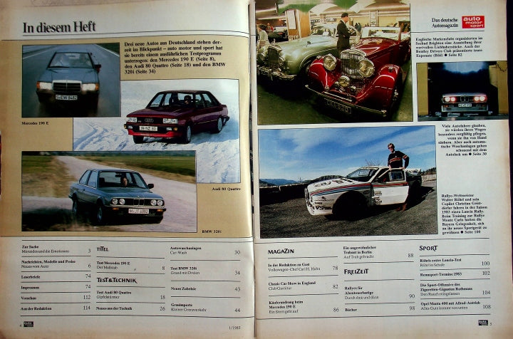 Inhaltsverzeichnis Auto Motor und Sport 01/1983