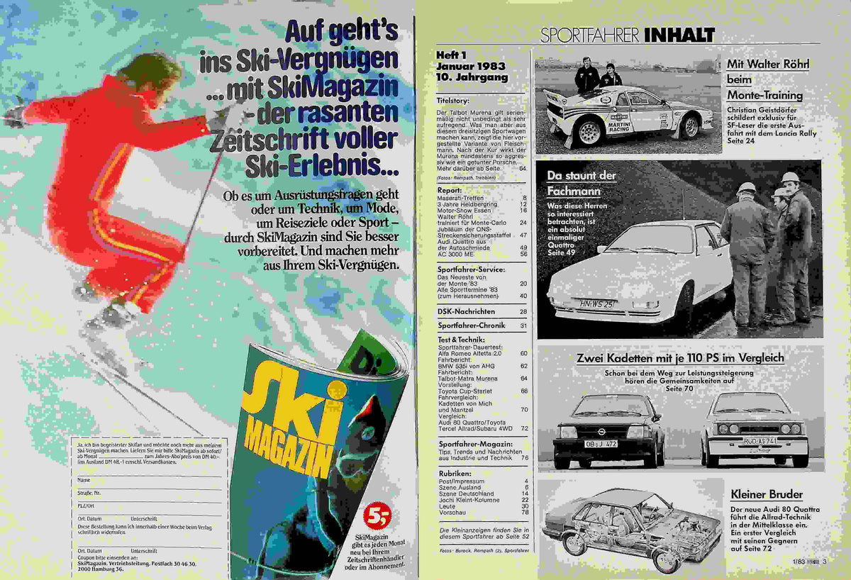 Inhaltsverzeichnis Sport Fahrer 01/1983