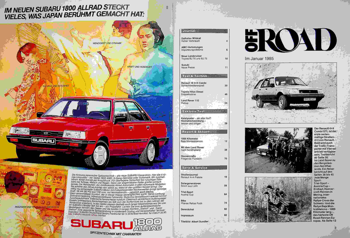 Inhaltsverzeichnis Offroad 01/1985