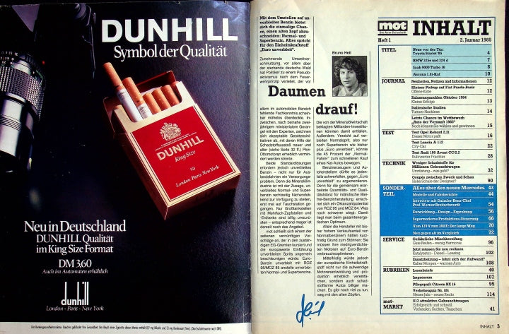 Inhaltsverzeichnis MOT 01/1985