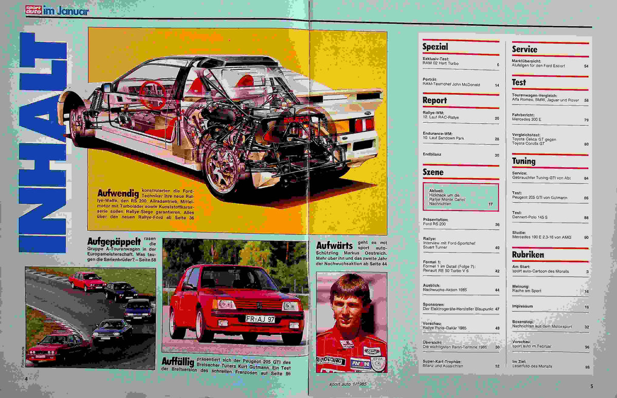 Inhaltsverzeichnis Sport Auto 01/1985