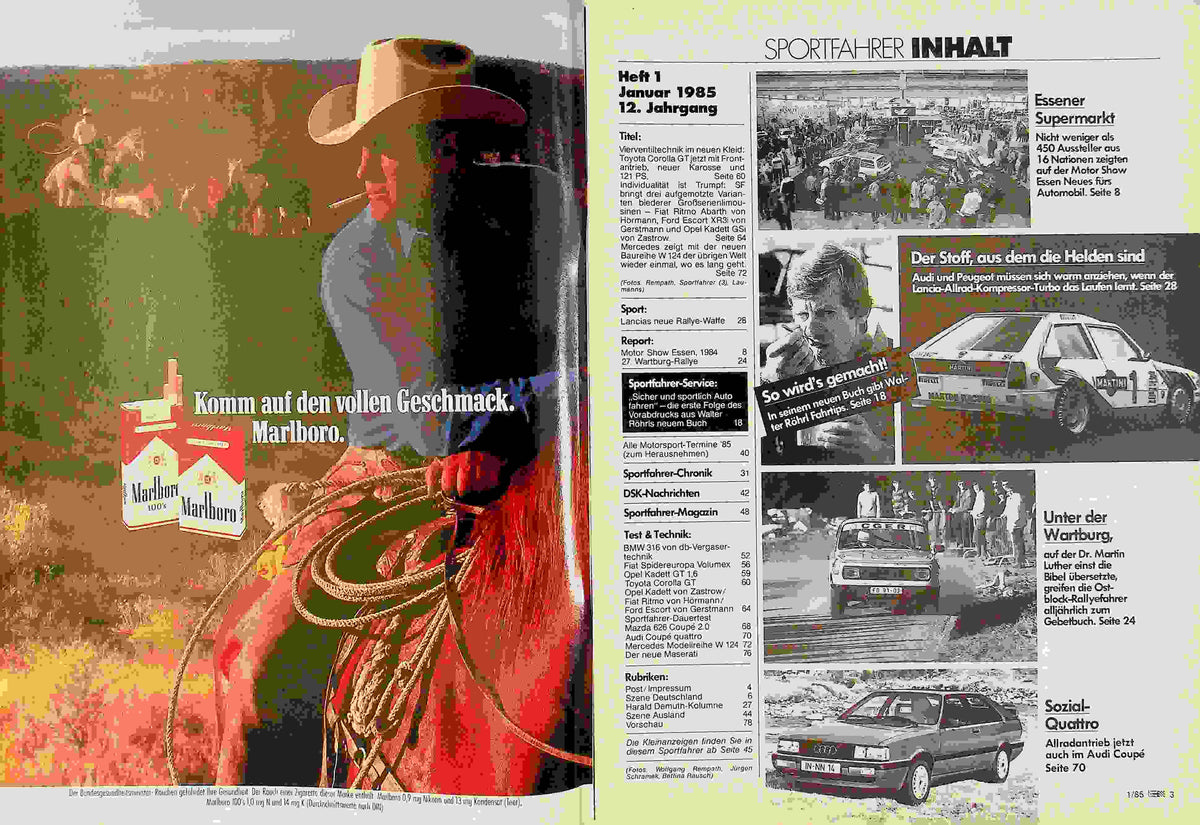 Inhaltsverzeichnis Sport Fahrer 01/1985
