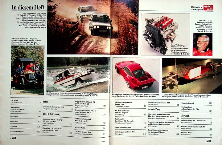 Inhaltsverzeichnis Auto Motor und Sport 01/1986