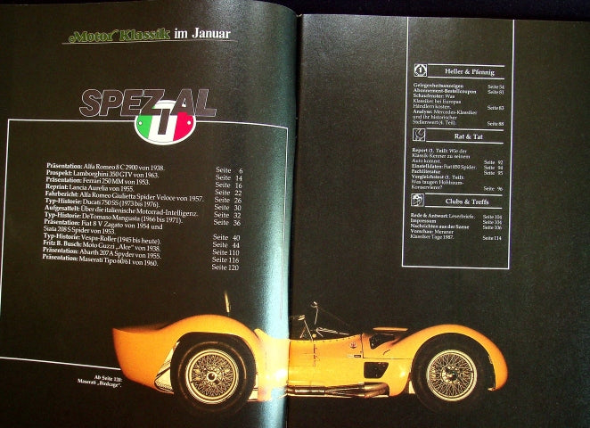 Inhaltsverzeichnis Motor Klassik 01/1987