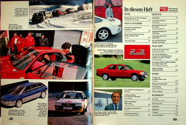 Inhaltsverzeichnis Auto Motor und Sport 01/1987