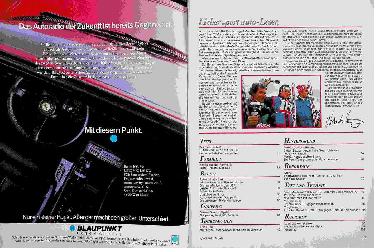 Inhaltsverzeichnis Sport Auto 01/1987