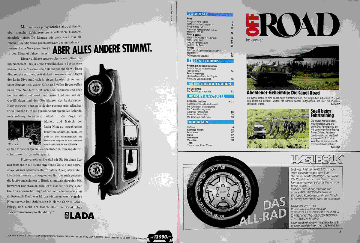 Inhaltsverzeichnis Offroad 01/1988