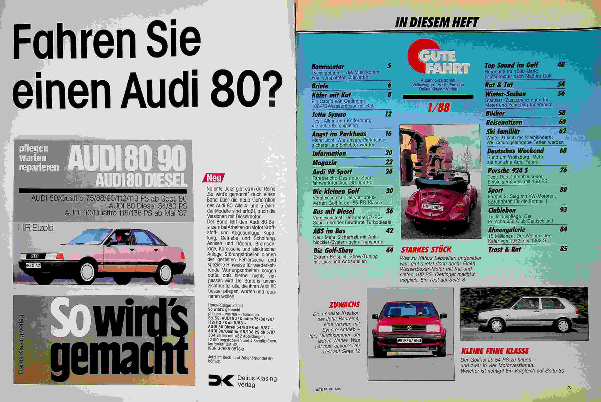 Inhaltsverzeichnis Gute Fahrt 01/1988