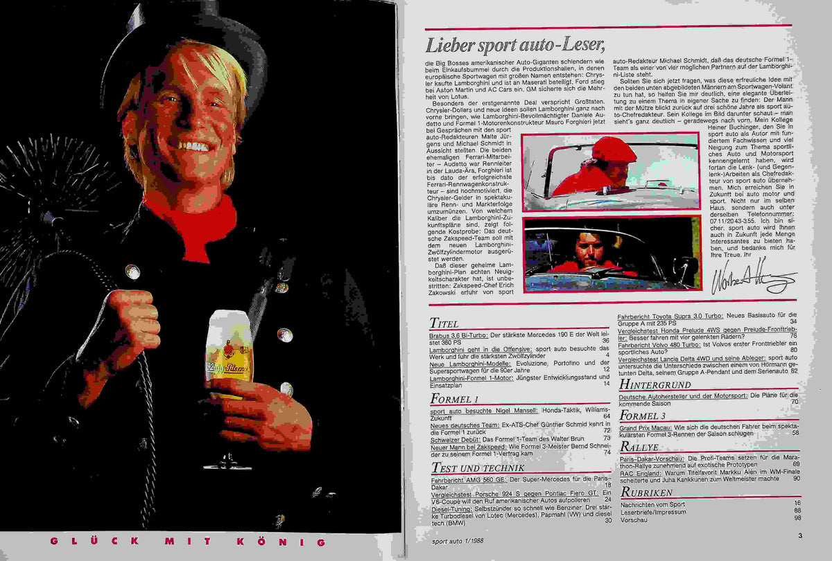 Inhaltsverzeichnis Sport Auto 01/1988