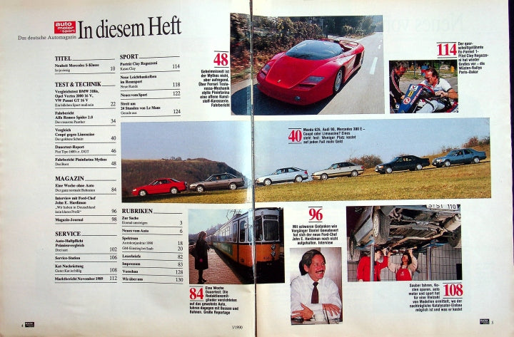 Inhaltsverzeichnis Auto Motor und Sport 01/1989