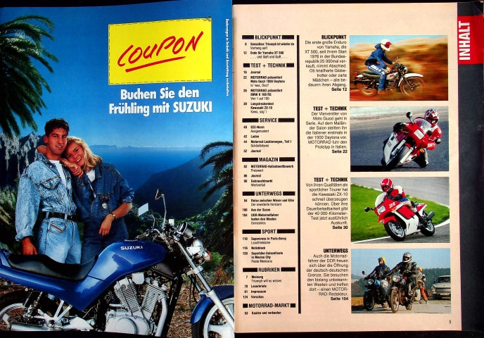 Inhaltsverzeichnis Motorrad 01/1989