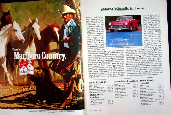 Inhaltsverzeichnis Motor Klassik 01/1989