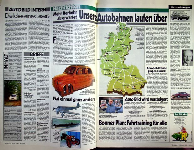 Inhaltsverzeichnis Auto Bild 01/1989