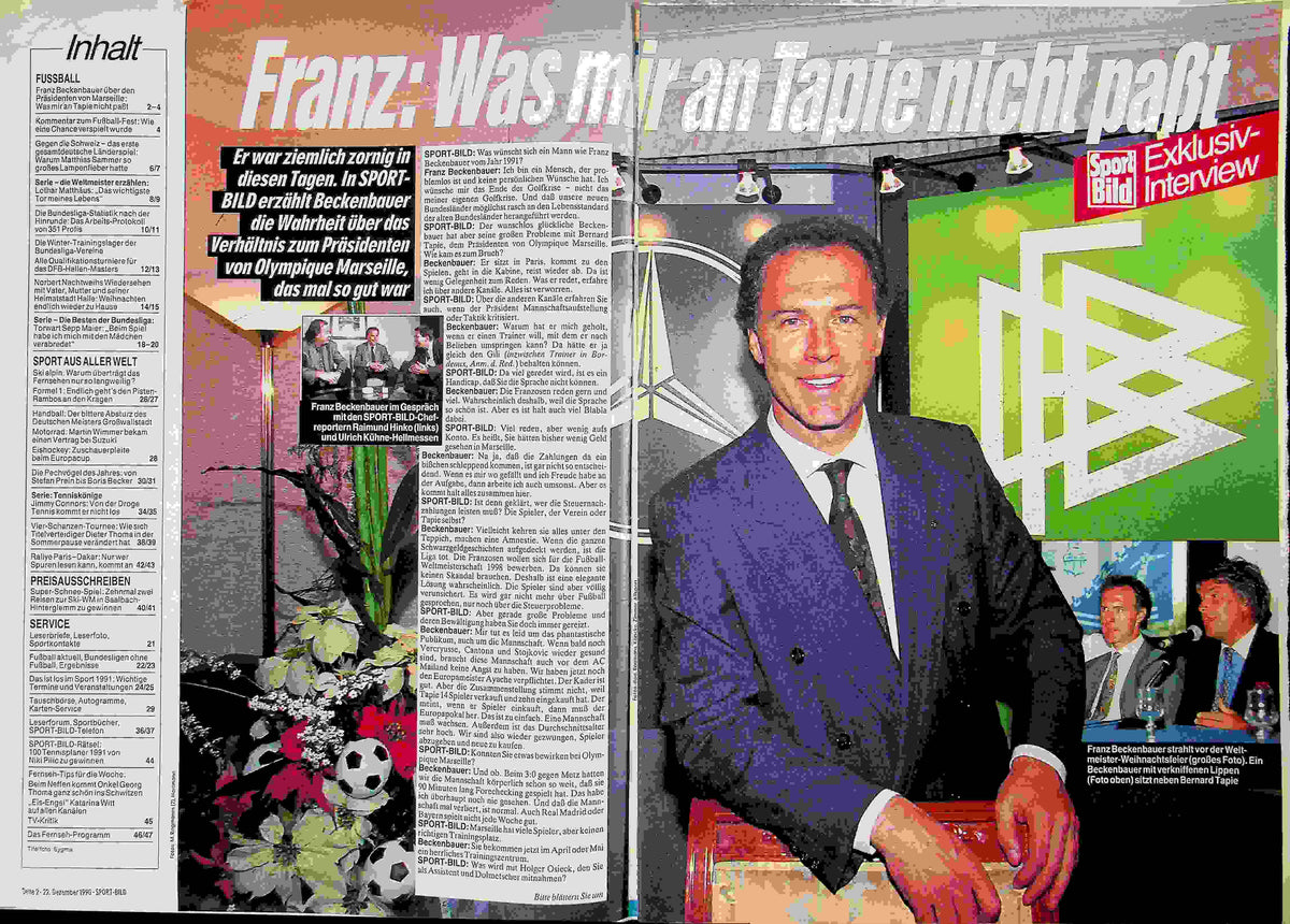 Inhaltsverzeichnis Sport Bild 01/1990