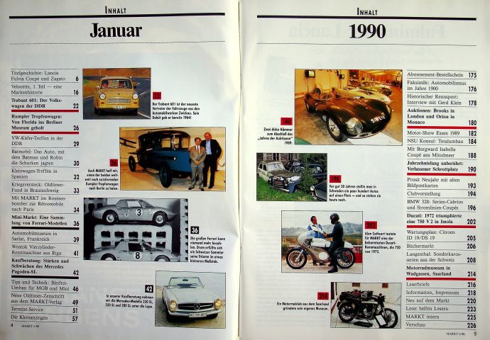 Inhaltsverzeichnis Oldtimer Markt 01/1990