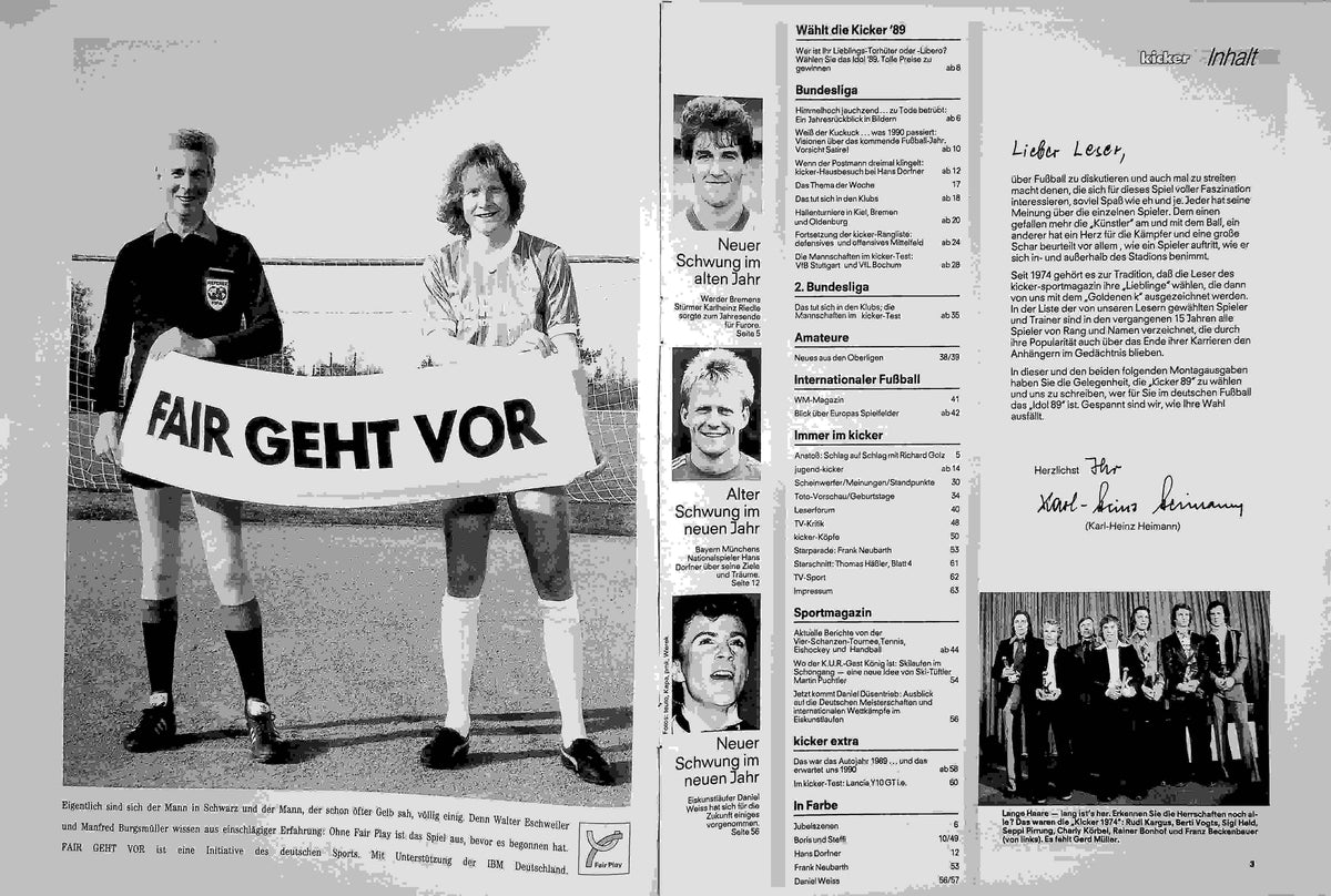Inhaltsverzeichnis Kicker 01/1990