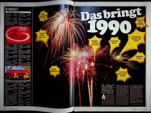 Inhaltsverzeichnis Auto Bild 01/1990