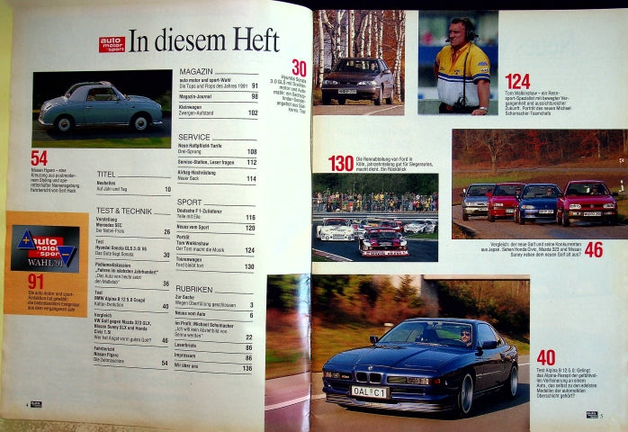 Inhaltsverzeichnis Auto Motor und Sport 01/1991