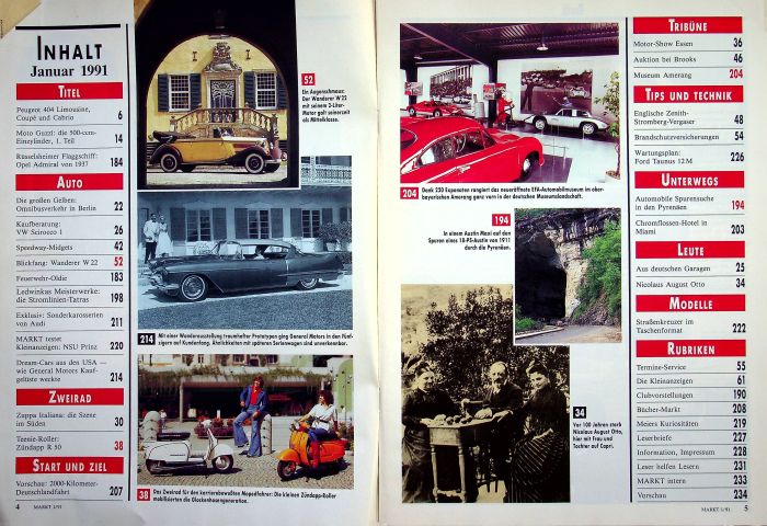 Inhaltsverzeichnis Oldtimer Markt 01/1991