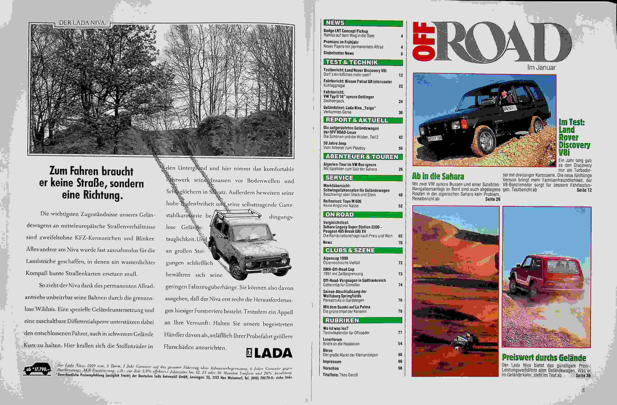 Inhaltsverzeichnis Offroad 01/1991
