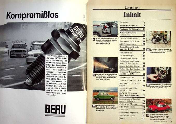 Inhaltsverzeichnis Oldtimer Praxis 01/1991