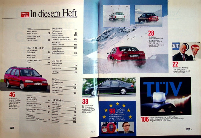 Inhaltsverzeichnis Auto Motor und Sport 01/1992