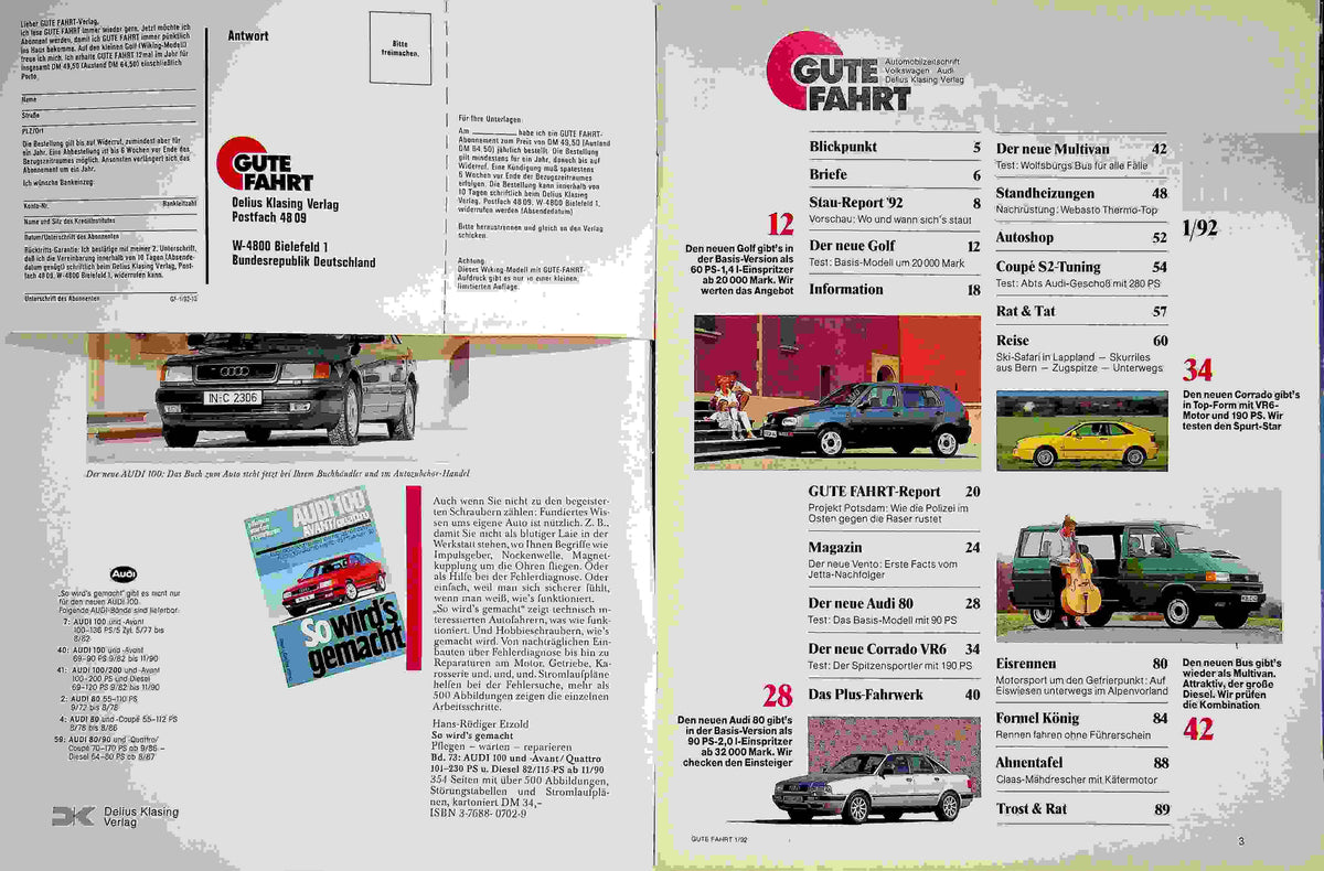 Inhaltsverzeichnis Gute Fahrt 01/1992