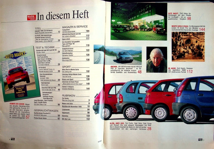 Inhaltsverzeichnis Auto Motor und Sport 01/1993
