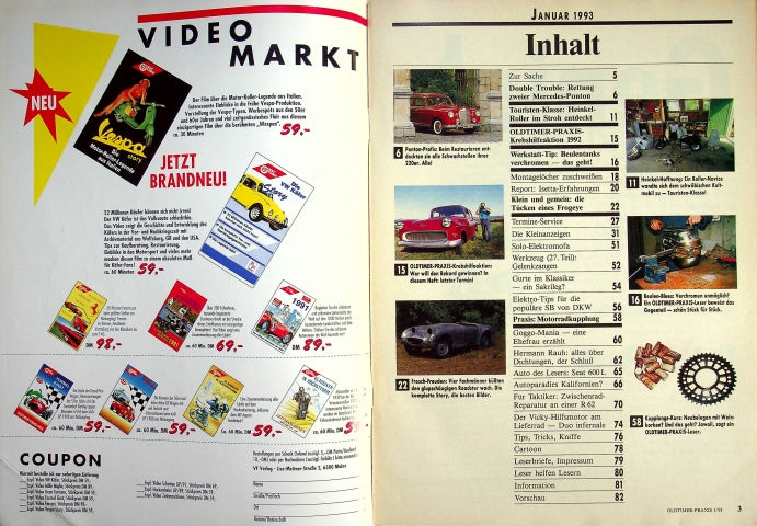 Inhaltsverzeichnis Oldtimer Praxis 01/1993