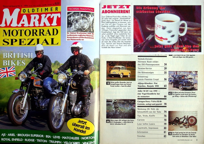 Inhaltsverzeichnis Oldtimer Praxis 01/1995