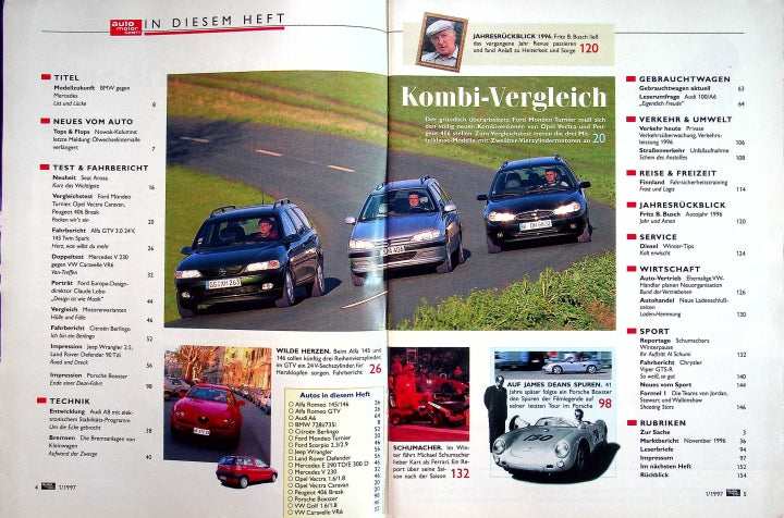 Inhaltsverzeichnis Auto Motor und Sport 01/1996