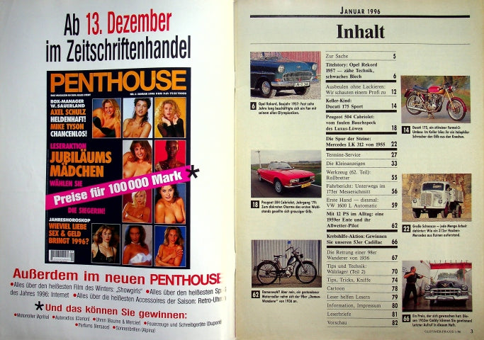Inhaltsverzeichnis Oldtimer Praxis 01/1996