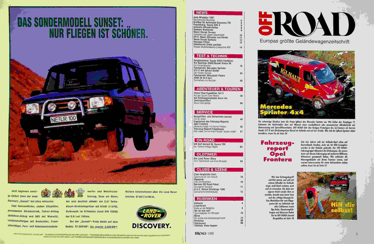 Inhaltsverzeichnis Offroad 01/1996