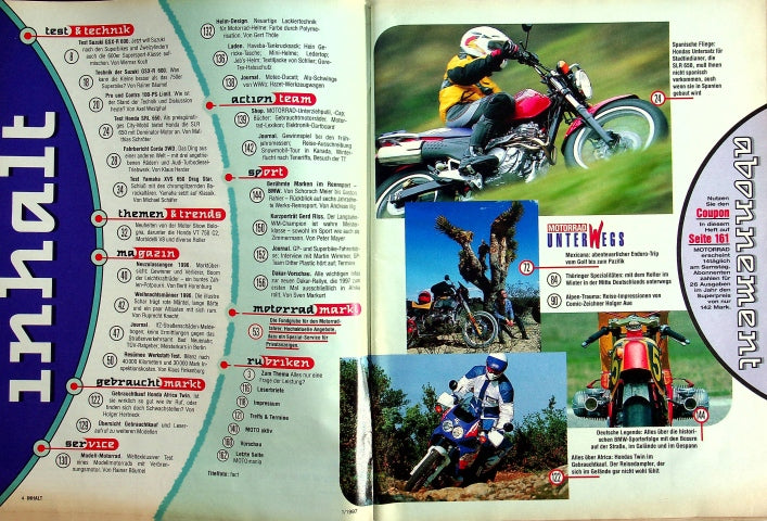 Inhaltsverzeichnis Motorrad 01/1996